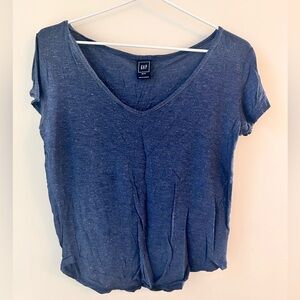 GAP Women's Heathered Blue Short Sleeve Tee